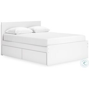 Onita White Queen Panel Bed with 2 Side Storage