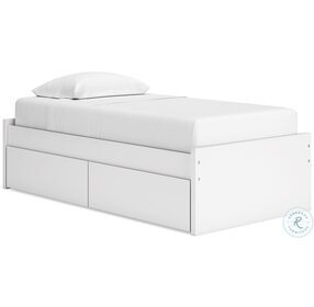 Onita White Twin Platform Bed with 1 Side Storage