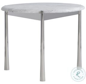 Arris Polished Stainless Steel and Arabescato Side Table