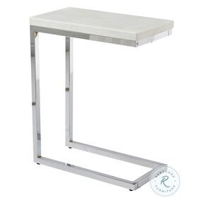 Echo White Marble And Chrome Chairside Table