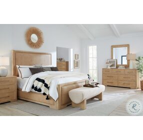Retreat Light Brown Cane Panel Bedroom Set with 3 Drawers Nightstand
