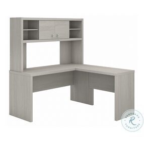 Echo Gray Sand L Shaped Desk With Hutch