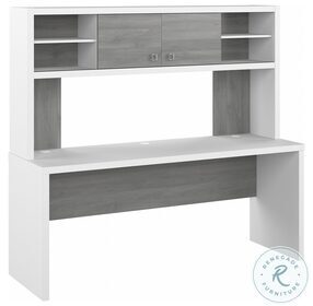 Echo Pure White And Modern Gray 72" Computer Desk with Hutch