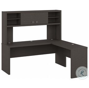 Echo Charcoal Maple 72" L Shaped Computer Desk with Hutch