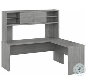 Echo Modern Gray 72" L Shaped Computer Desk with Hutch