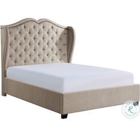 Waterlyn Beige King Upholstered Panel Bed