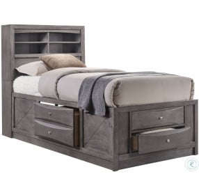 Madison Gray Twin Bookcase Storage Bed