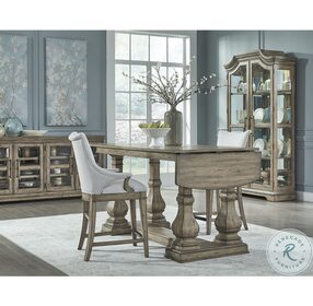 Garrison Cove Honey Toned And Gray Undertones Extendable Gathering Dining Room Set