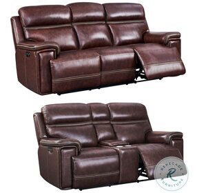 Frontier Brown Power Reclining Living Room Set with Power Headrest And Footrest
