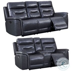 Boldera Grey Power Reclining Living Room Set with Power Headrest And Footrest