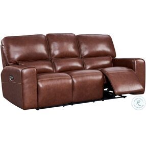 Bravado Brown Power Reclining Sofa with Power Headrest And Footrest
