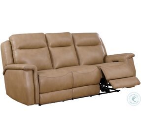 FinesseCraft Saddle Leather Power Reclining Sofa with Power Headrest