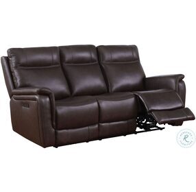 Tiller Tobacco Brown Power Reclining Sofa with Power Headrest And Footrest