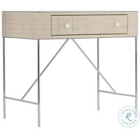 Almeda Plated Bleached Raffia And Polished Stainless Steel Nightstand
