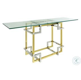 Element Stainless Steel And Gold Glass Top Sofa Table