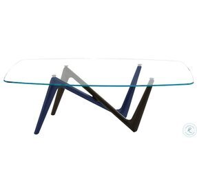 Esse Gray Blue And Clear Glass Top Dining Table