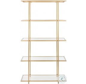 Francis Gold And Tempered Glass 5 Tier Etagere