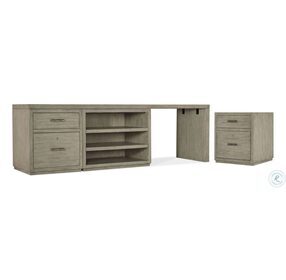 Linville Falls Soft Smoked Gray 96" Home Office Set with File and Open Desk Cabinet