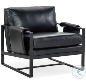 CC313-099 Black And Blue Leather Metal Frame Riviera Chair