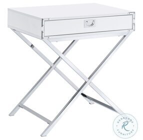 Estelle White And Silver Nightstand