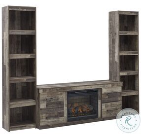 Derekson Rustic Multi Gray Small 3 Piece Entertainment Center with Electric Fireplace