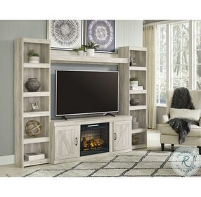 Bellaby Whitewash Entertainment Wall with Infrared Fireplace Insert