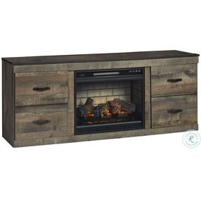 Trinell Rustic Brown 60" TV Stand with Electric Fireplace