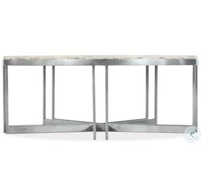 Marin White Onyx And Pewter Metal Round Cocktail Table