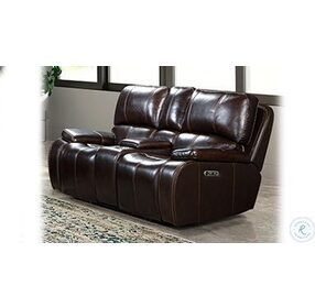 Brookings Light Brown Power Reclining Console Loveseat Power Headrest And Footrest