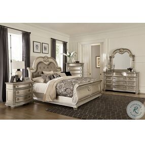 Cavalier Silver Sleigh Bedroom Set