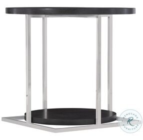 Silhouette Polished Stainless Steel And Onyx 28" Side Table