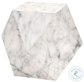 Facet Ivory Marble Concrete Facet Accent Table