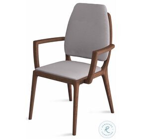 Febe Gray Leather Arm Chair