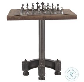 Rustic Revival Brown Industrial Teak Chess Table Set