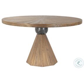 Rustic Revival Warm Brown Natural Teak And Black Marble Dining Table