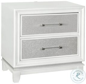 Starlight Pearlized White And Silver 2 Drawer Nightstand