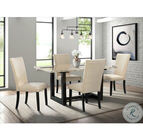 Florentina White Marble And Black Dining Room Set