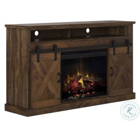 Farmhouse 66" Brown Fireplace Console