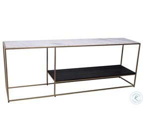 Mies White And Black Marble With Gold Iron Frame TV Stand