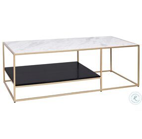 Mies White And Black Marble With Gold Iron Frame Accent Table