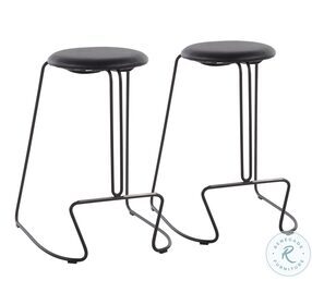 Finn Black Steel And Black Faux Leather Counter Height Stool Set Of 2