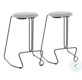 Finn Black Steel And Charcoal Fabric Counter Height Stool Set Of 2