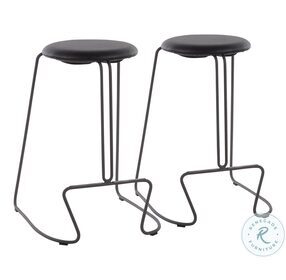 Finn Grey Steel And Black Faux Leather Counter Height Stool Set Of 2