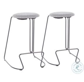 Finn Grey Steel And Charcoal Fabric Counter Height Stool Set Of 2