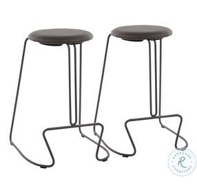Finn Grey Steel And Grey Faux Leather Counter Height Stool Set Of 2