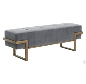 Fiona Blush Gray Velvet Upholstered Bench