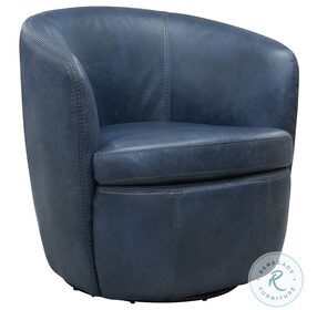 Barolo Vintage Navy Leather Swivel Club Chair