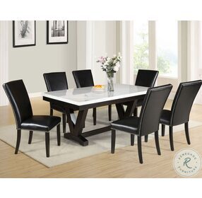 Finley White Marble And Cordovan Dark Cherry Dining Room Set