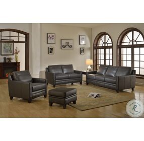 Flexton Charcoal Leather Living Room Set