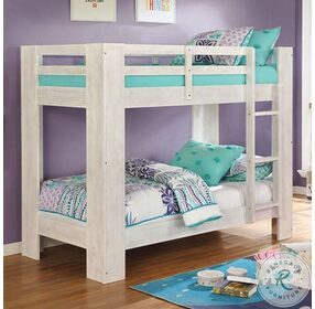Suzie Wire Brushed White Twin Over Twin Bunk Bed
